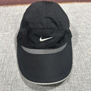 Nike Dri Fit Hat Cap Mesh Panel Mini Swoosh Black Tailwind Adjustable Running